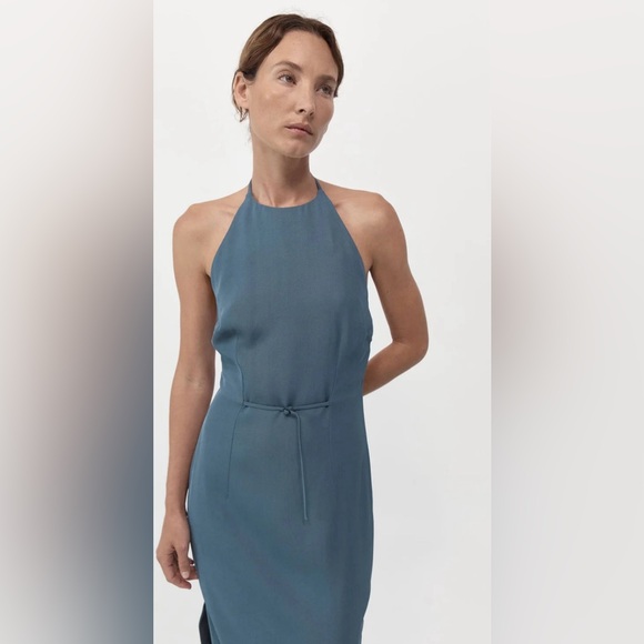 St. Agni Grey Blue Sleeveless Halter Maxi Dress - Picture 2 of 4